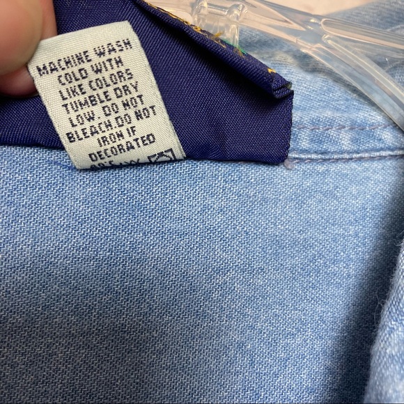 Paradise Point Sportswear Long Sleeve Denim Button Shirt 9/11 Theme 2001 Flawed - Picture 6 of 11